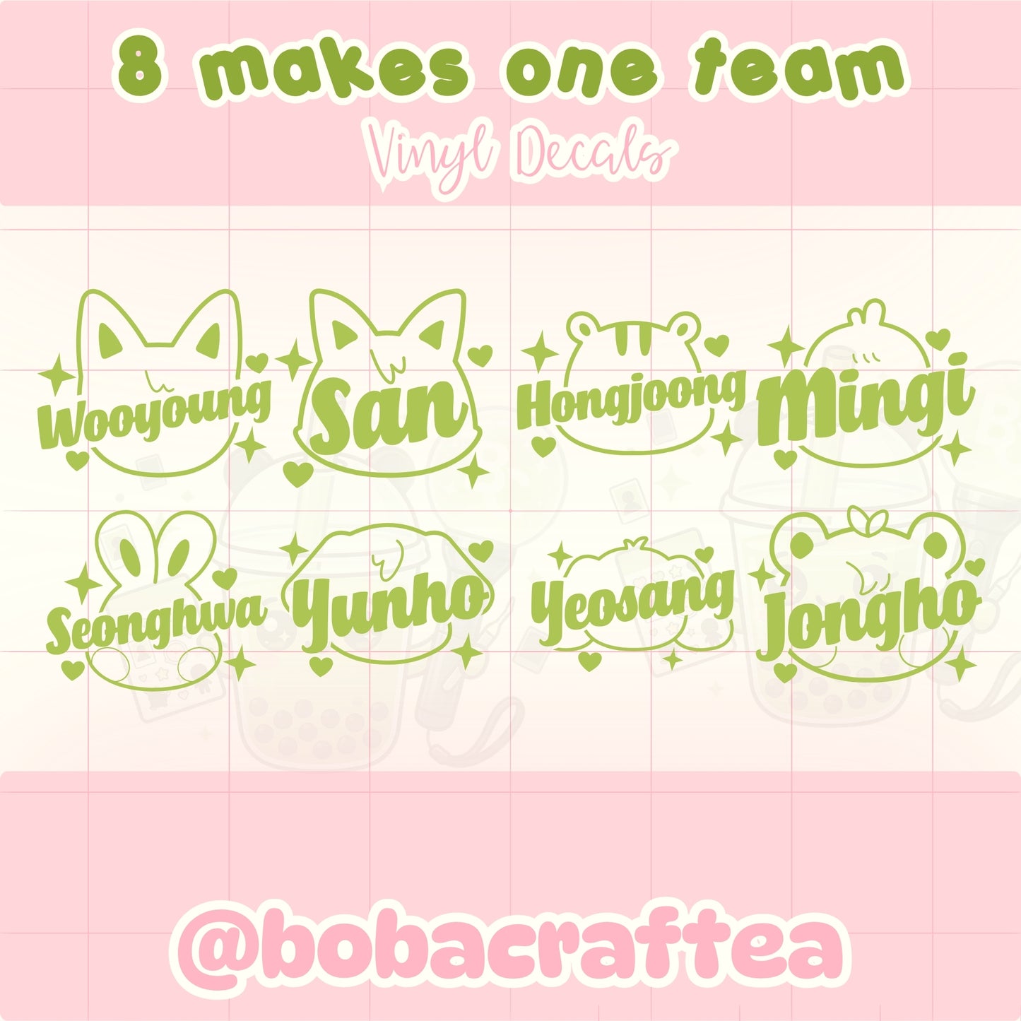 Boba Craftea | ATEEZ 8 Makes 1 Team Vinyl Decal Stickers